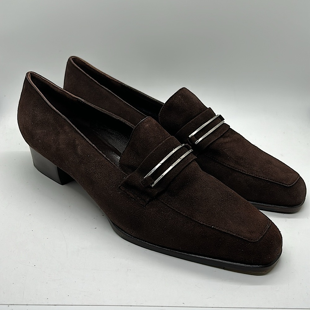 Battaglia Beautiful Brown Suede Heel Loafer Shoes **Size 39.5/US Size 9.5**🌸🌸